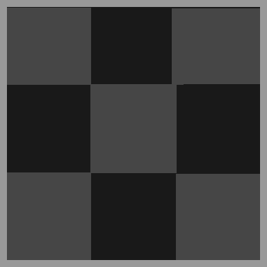 Walls are around the entire area, Dark and light squares represent different tile colours